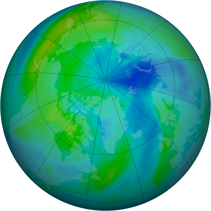Arctic ozone map for 01 October 2007
